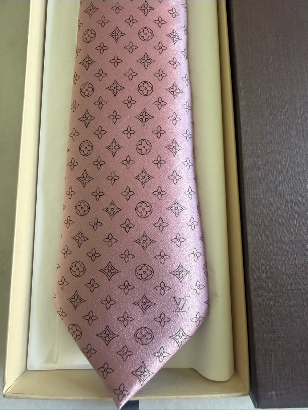 Louis Vuitton Light Pink Monogram Silk Tie